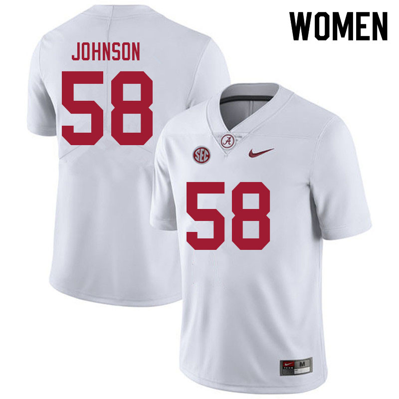 Alabama Crimson Tide Women's Christian Johnson #58 White NCAA Nike Authentic Stitched 2021 College Football Jersey BD16X48JC